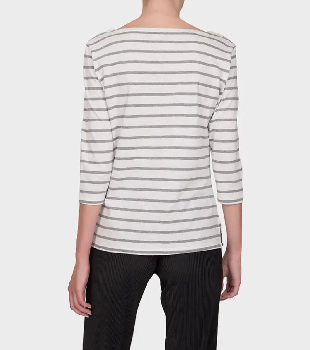 Maglia in cotone righe grigie