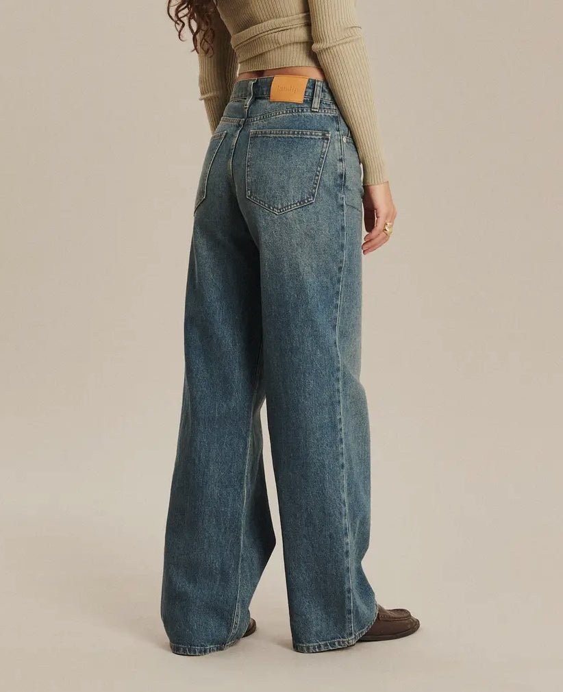 Jeans boyfriend blu invecchiato