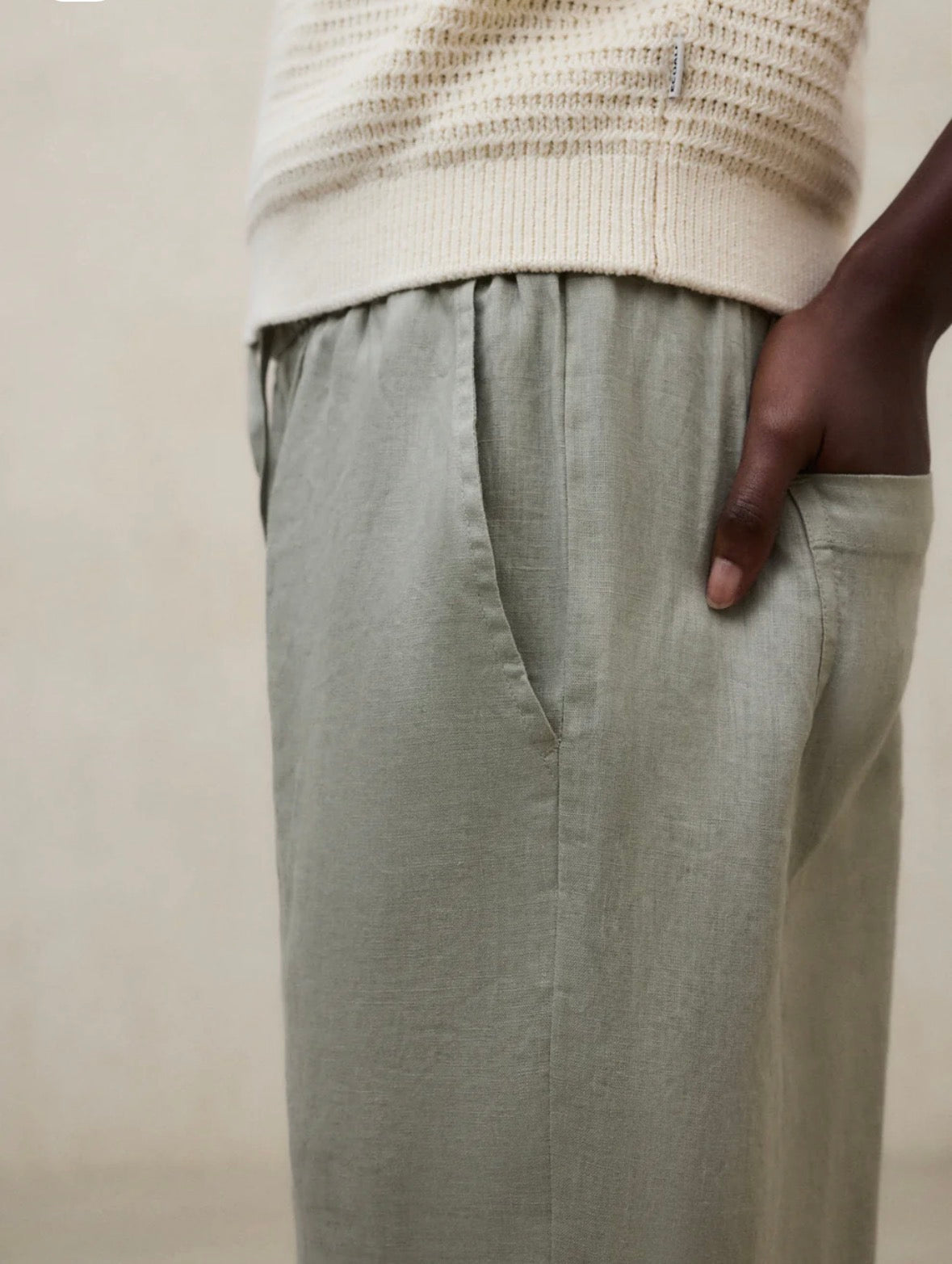 Pantaloni in lino salvia Ecoalf