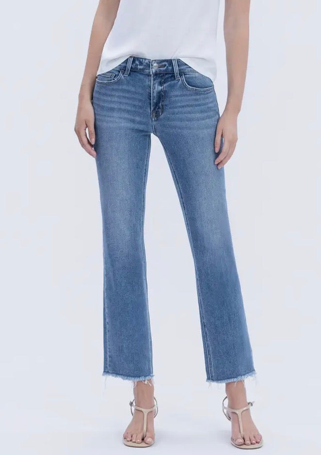 Jeans dritti a vita media alla caviglia