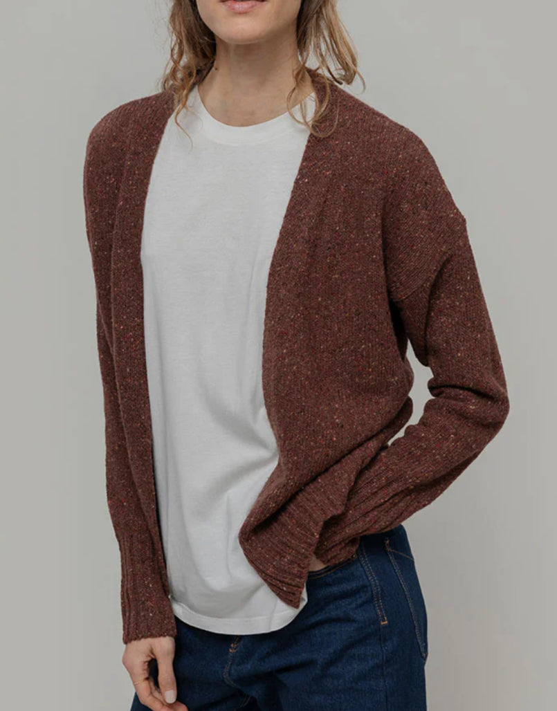 Cardigan in cashmere marrone melange Rifò