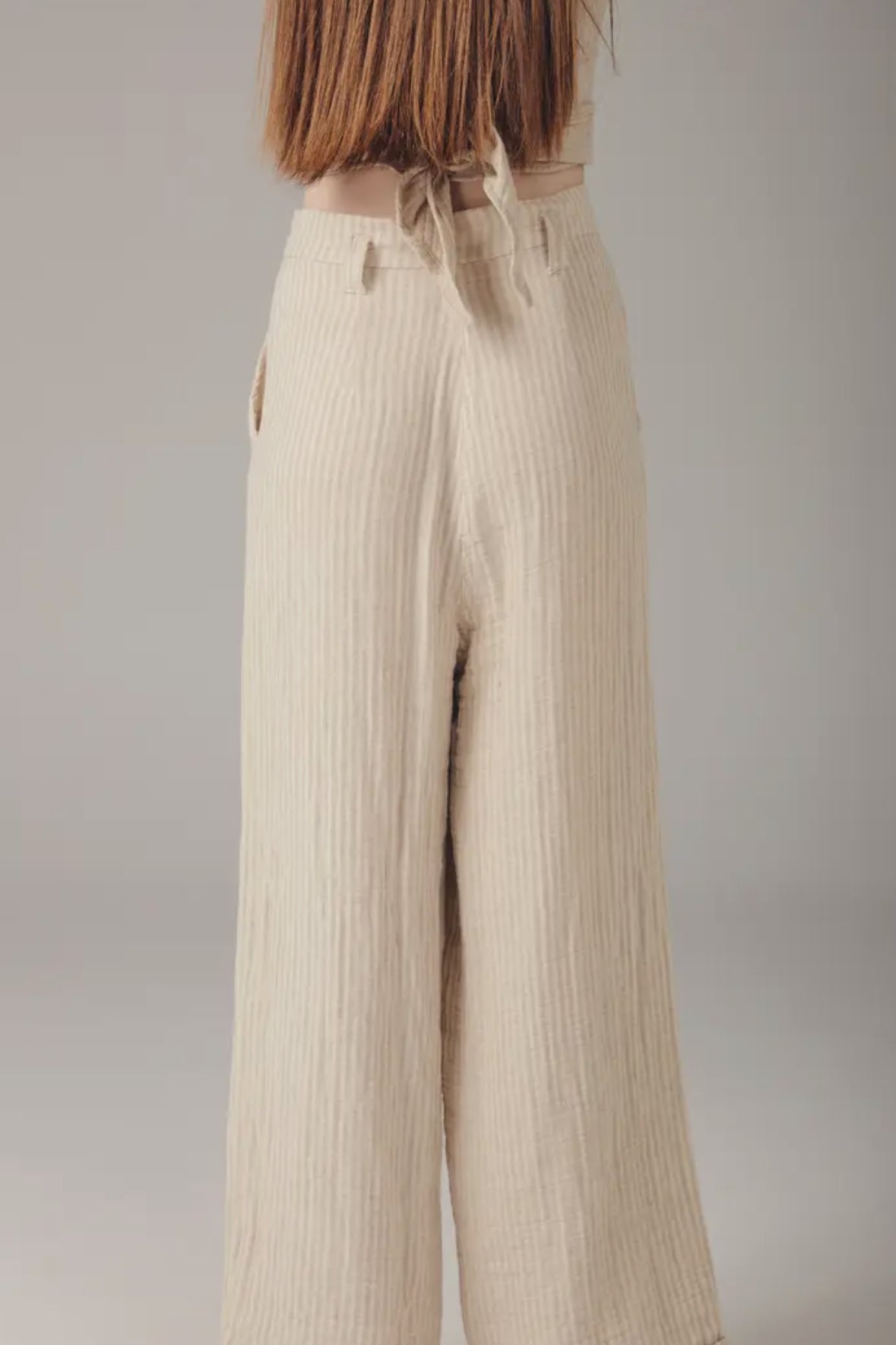 Pantaloni in cotone lino rigati