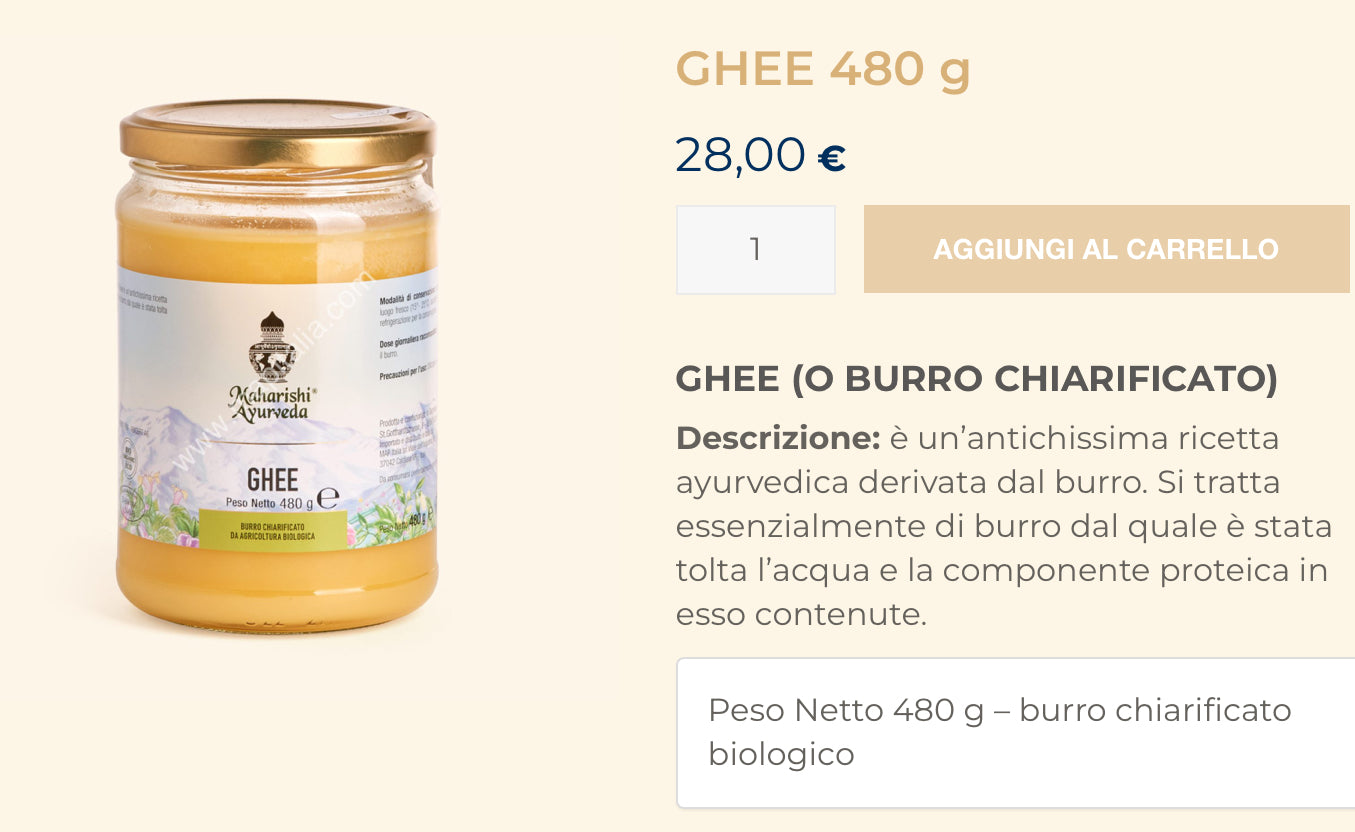 Burro GHEE Maharishi Ayurveda 480 g