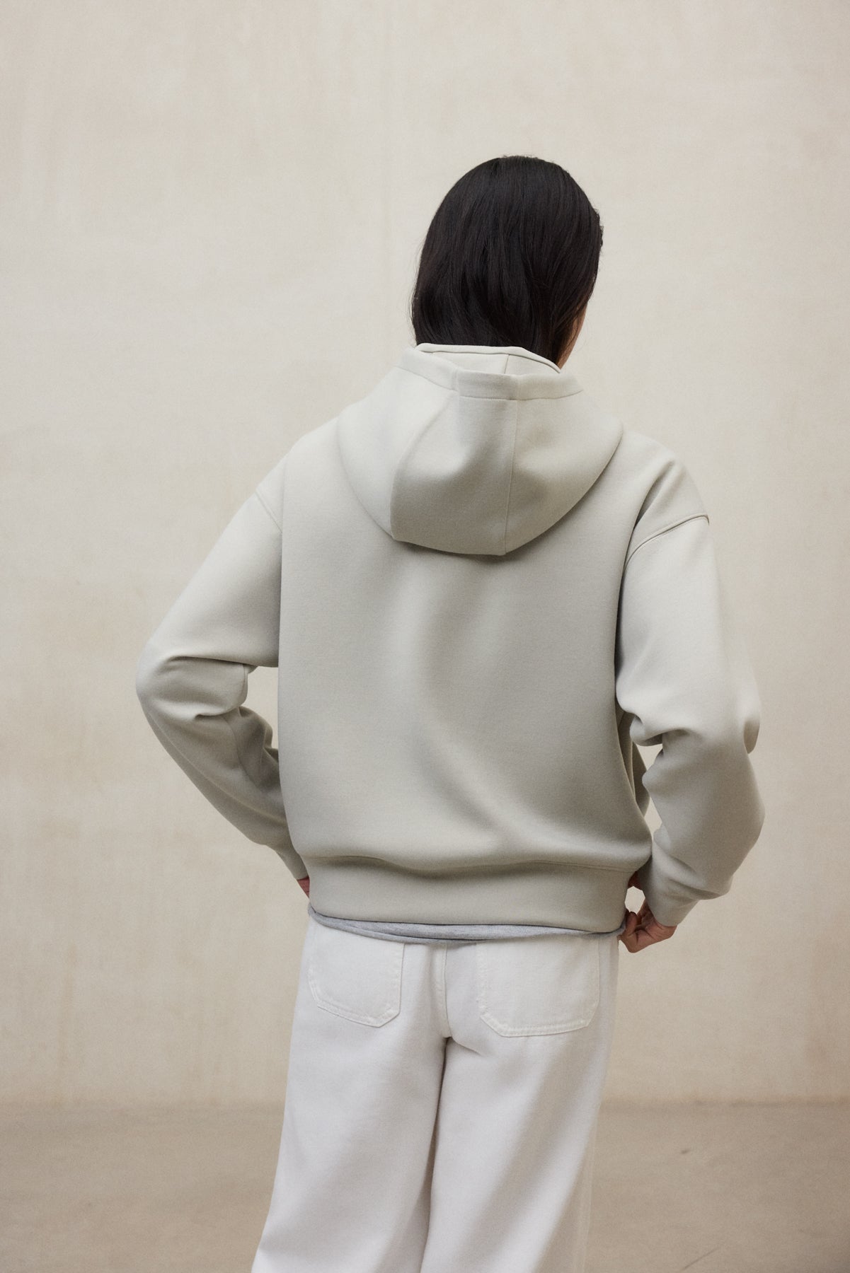 Felpa-giacca con cappuccio e zip vegana – Ghiaccio