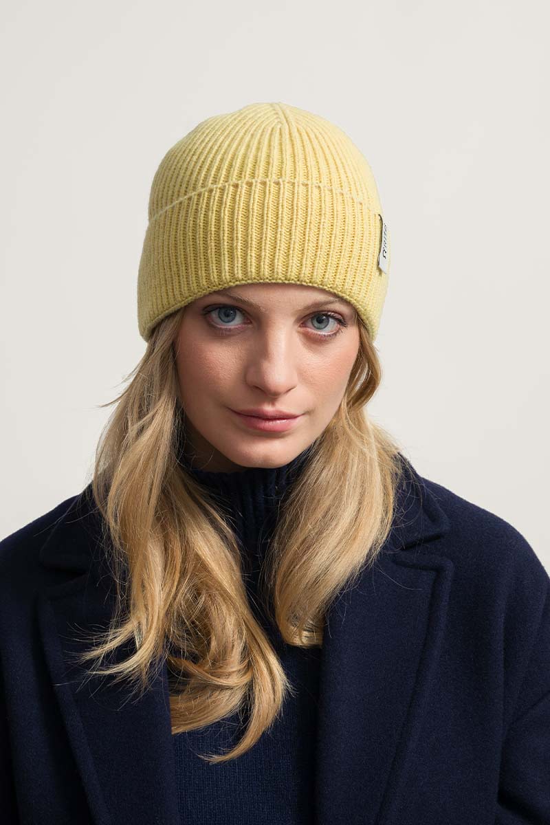 Cappello unisex in cashmere rigenerato | Giallo RIFÒ’