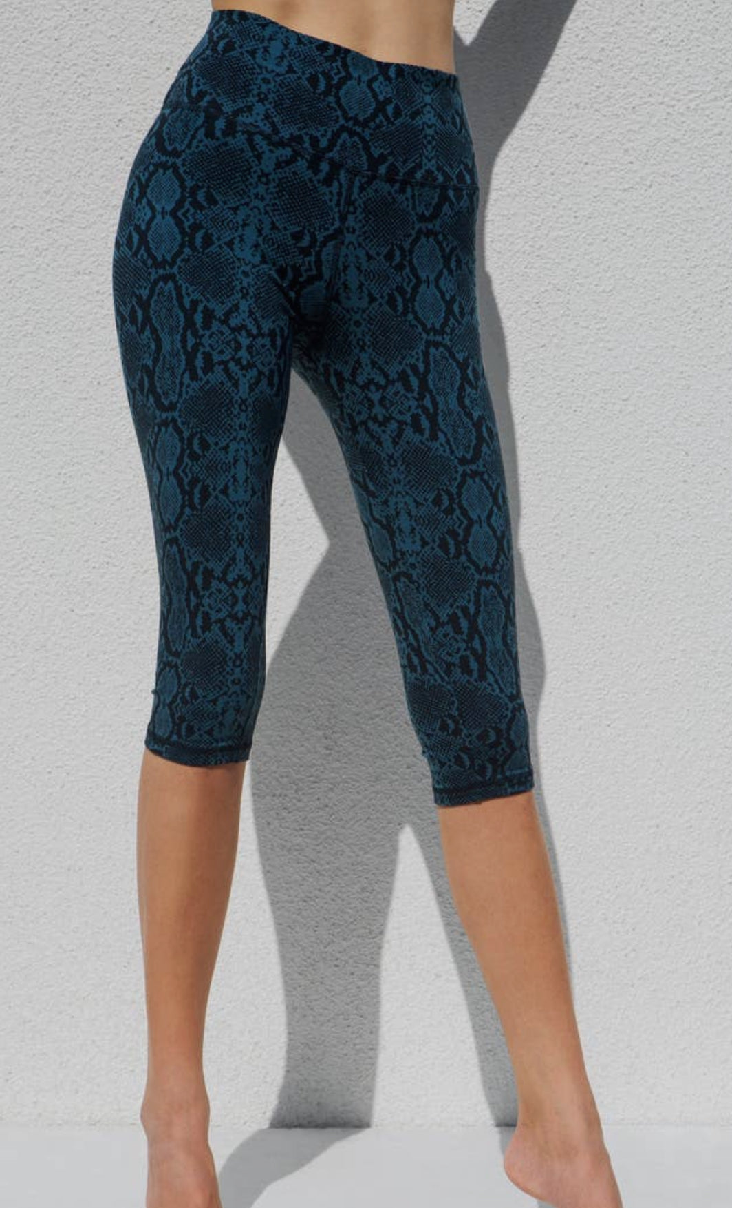 Leggings 3/4 pitone turchese