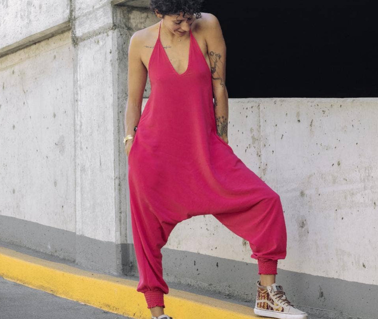 Tuta intera Yoga verde, giallo, fucsia
