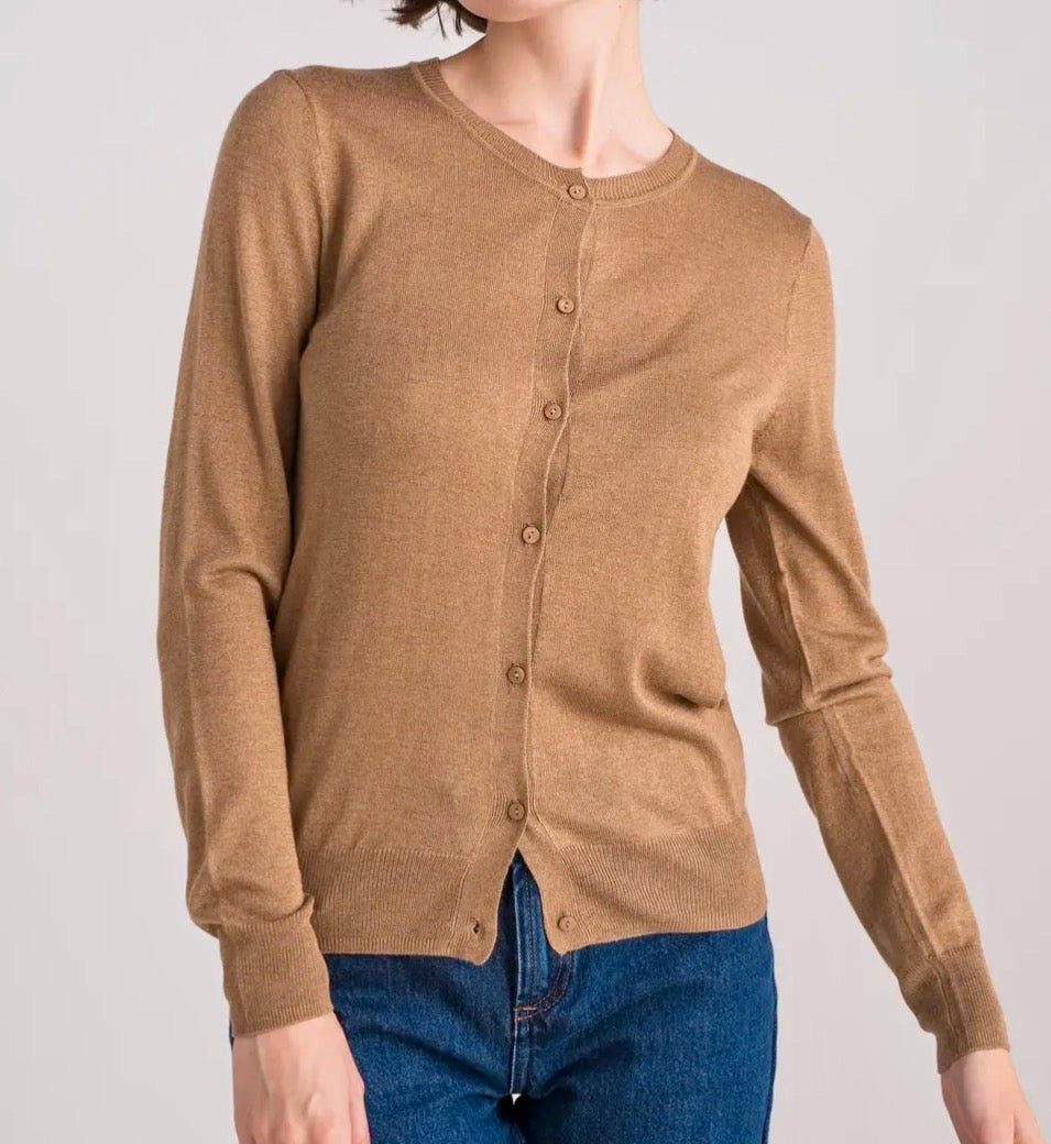 Cardigan girocollo in seta cashmere ( 3 colori)
