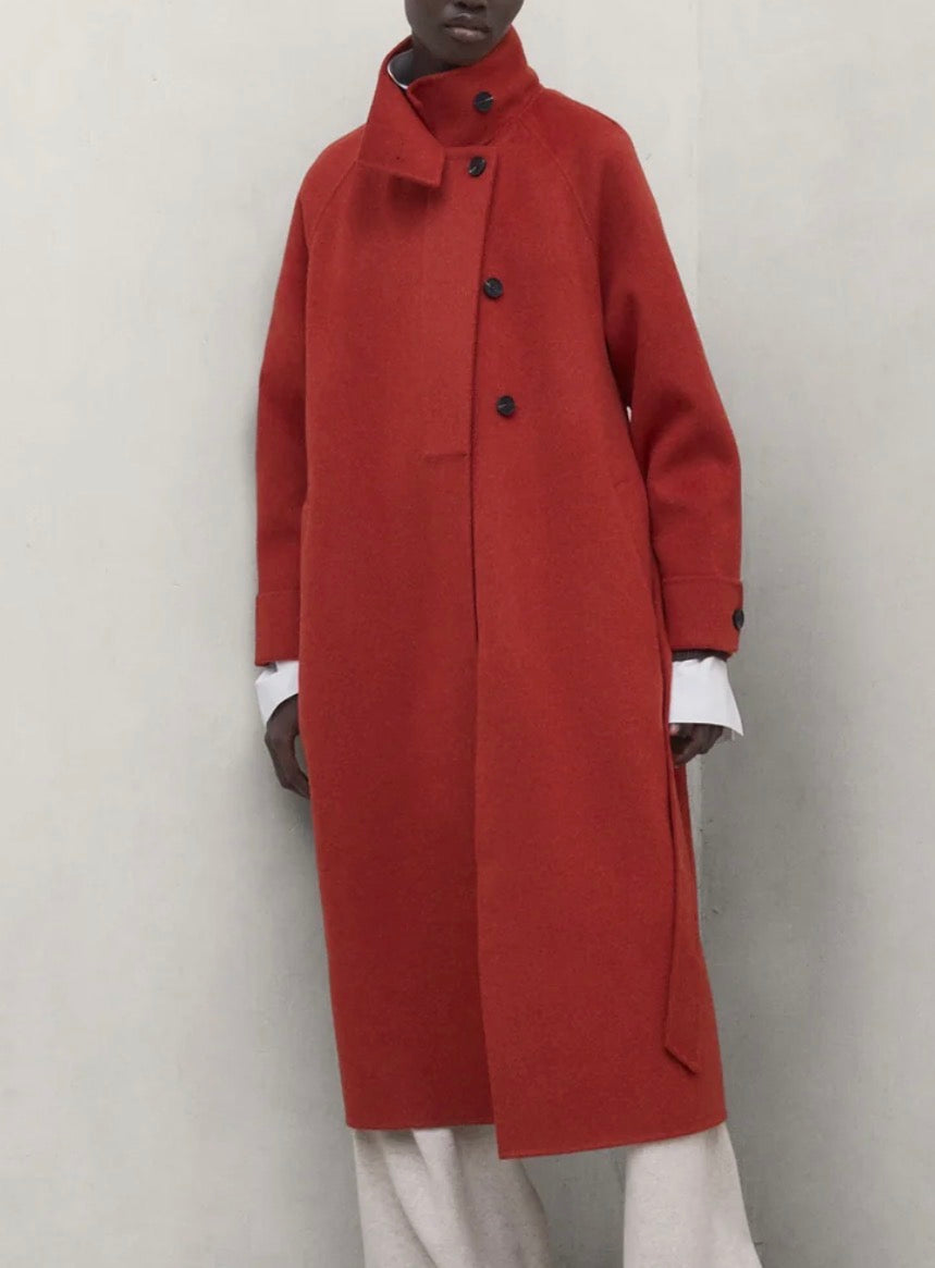 Cappotto lungo in lana arancio ECOALF