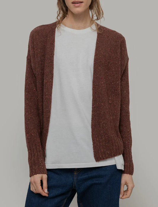 Cardigan in cashmere marrone melange Rifò