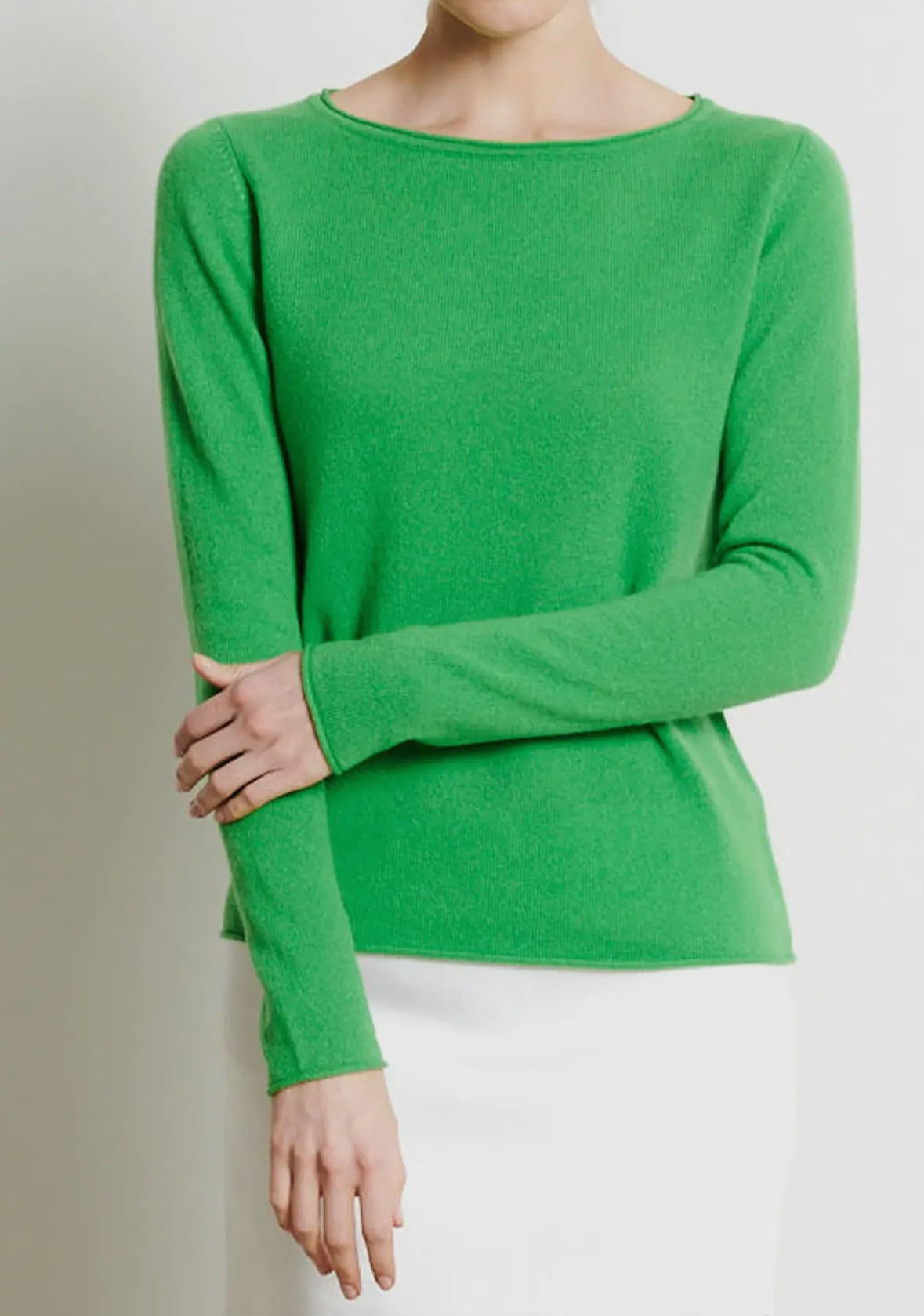 Maglione in cashmere a barchetta verde
