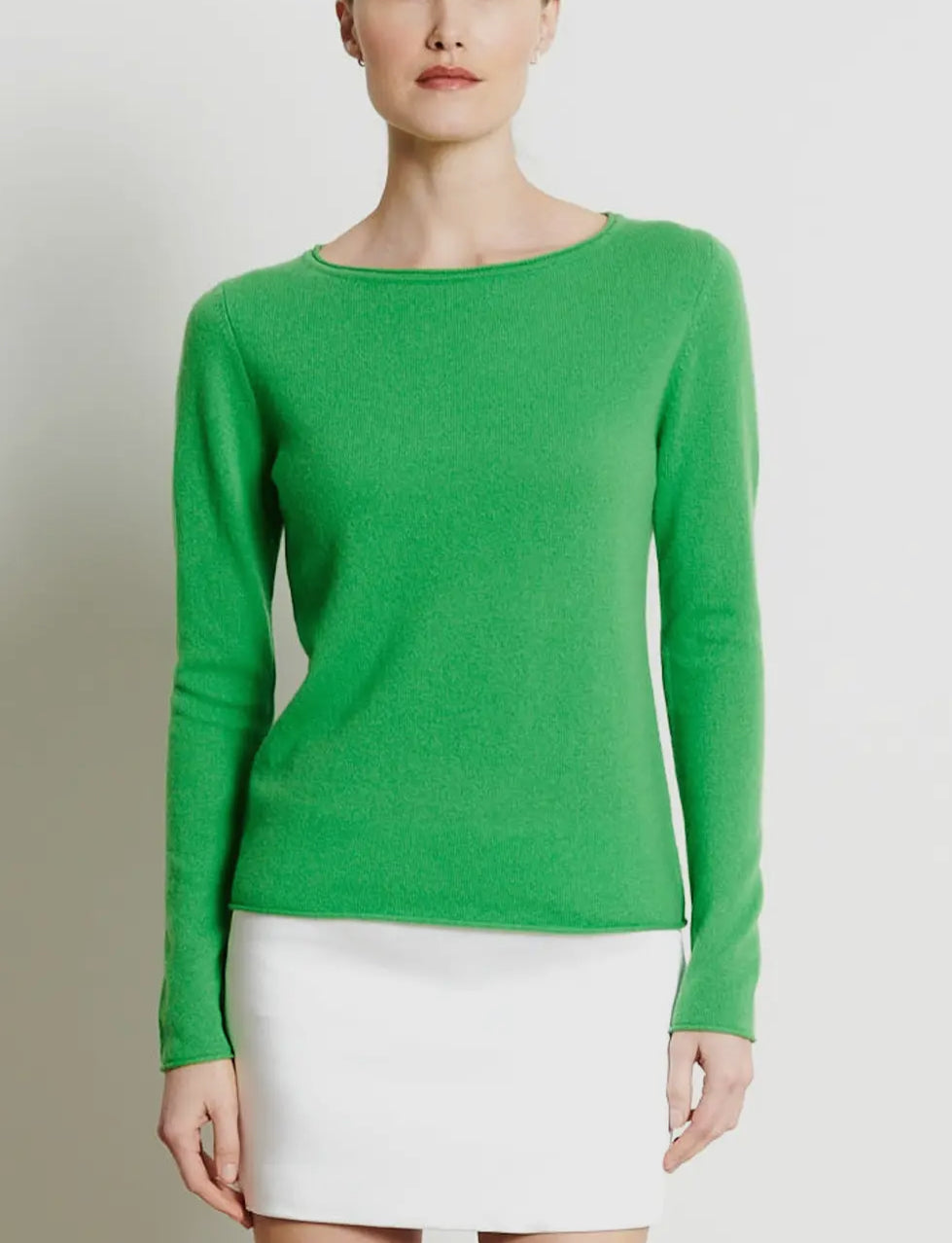 Maglione in cashmere a barchetta verde