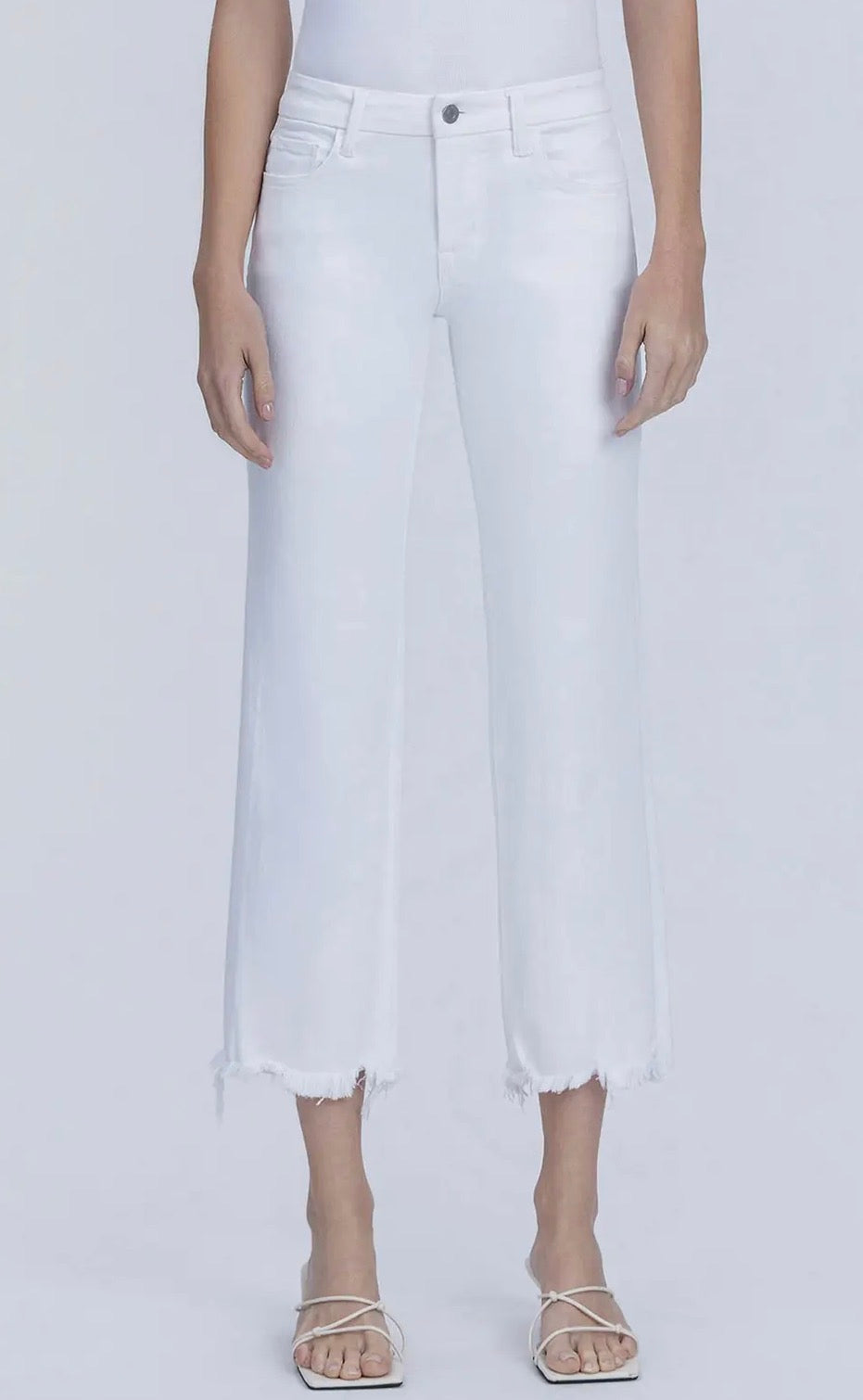 Jeans bianchi a vita media alla caviglia