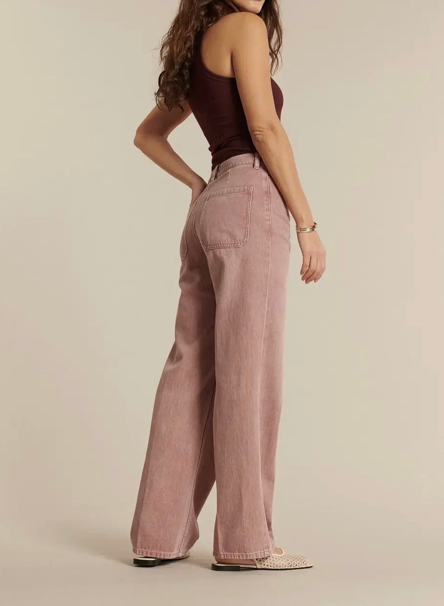 Pantalone in denim quarzo rosa