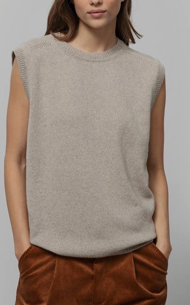 Gilet beige in cashmere rigenerato RIFÒ’