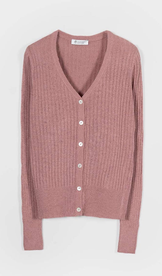Cardigan rosa in seta rigenerata Rifò