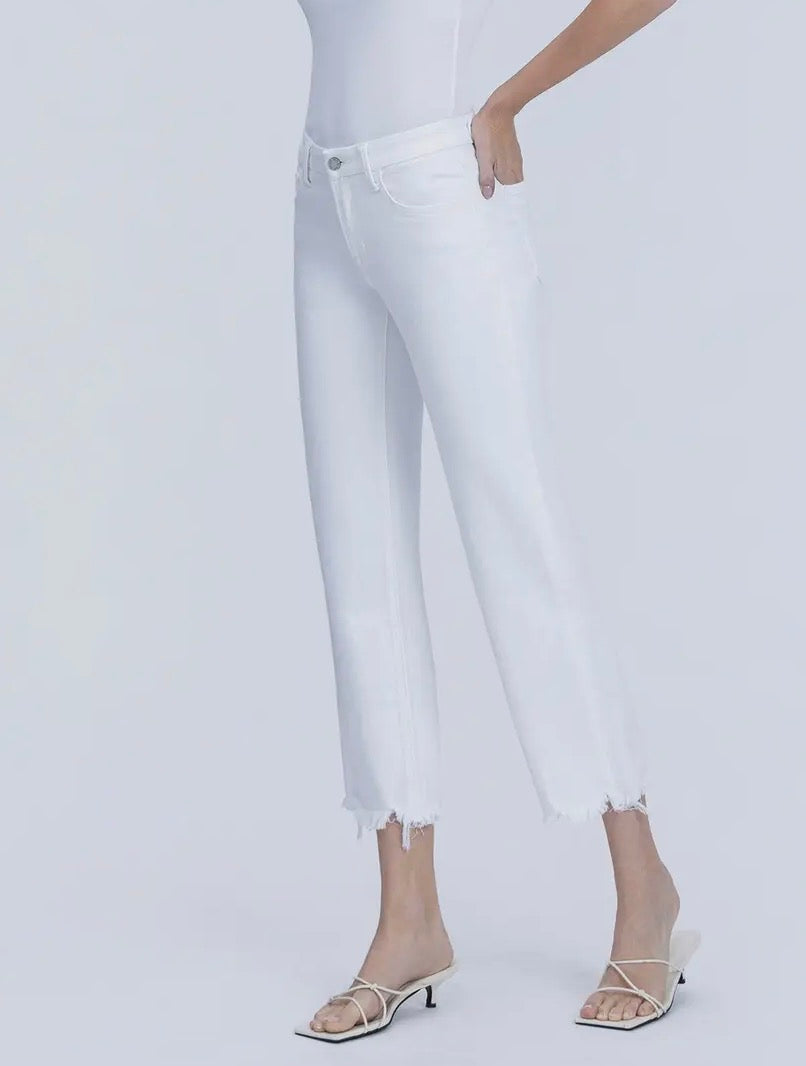Jeans bianchi a vita media alla caviglia