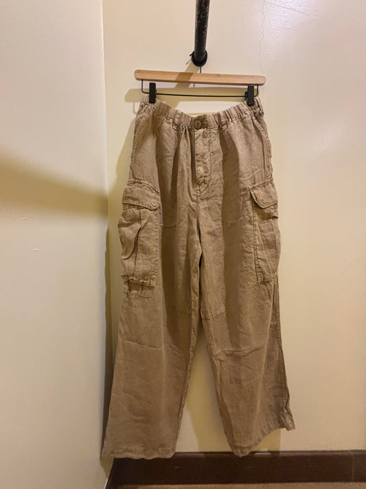 Pantaloni cargo over in Lino  cammello Keeling