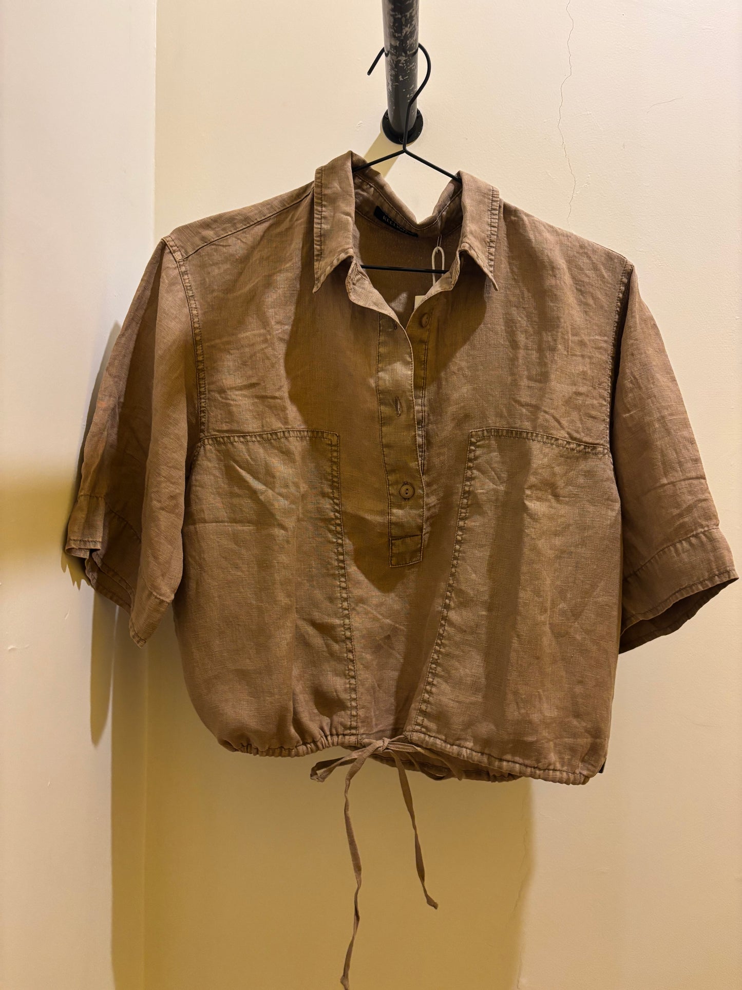 Camicia in lino cammello Keeling