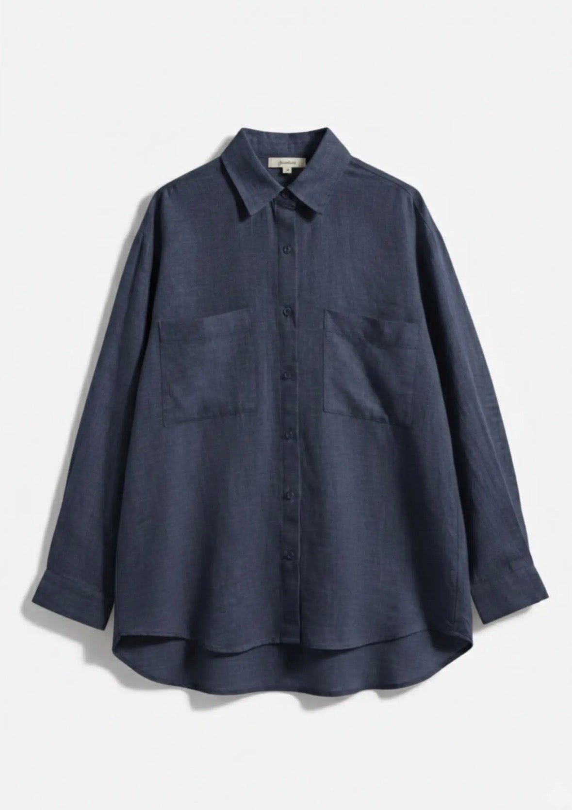 Camicia oversize blu in lino e lyocell