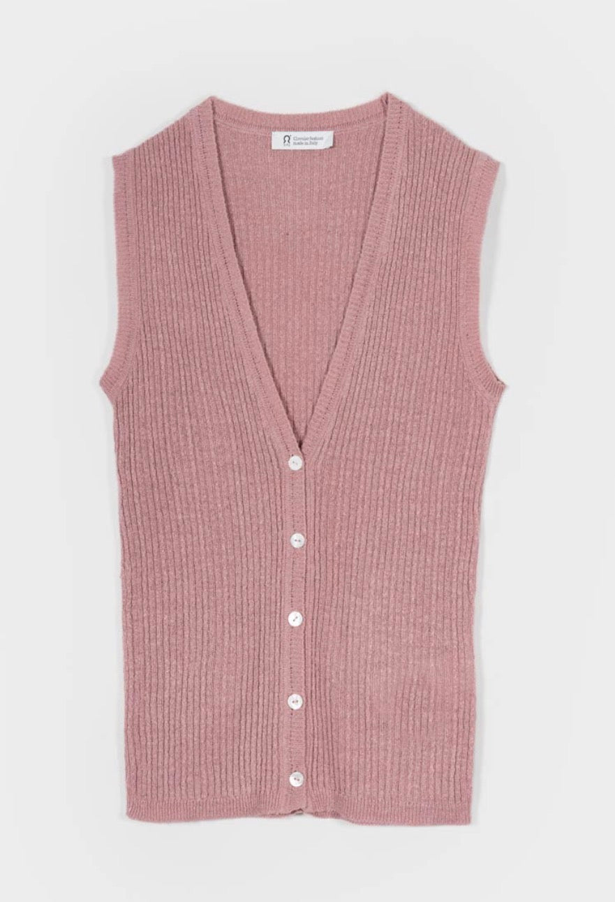 Gilet rosa in seta rigenerata Rifò