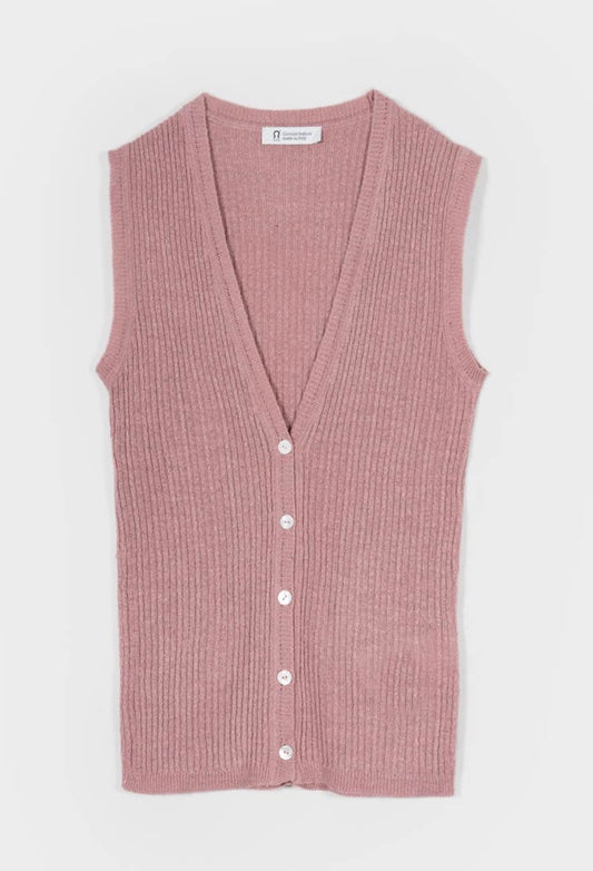 Gilet rosa in seta rigenerata Rifò