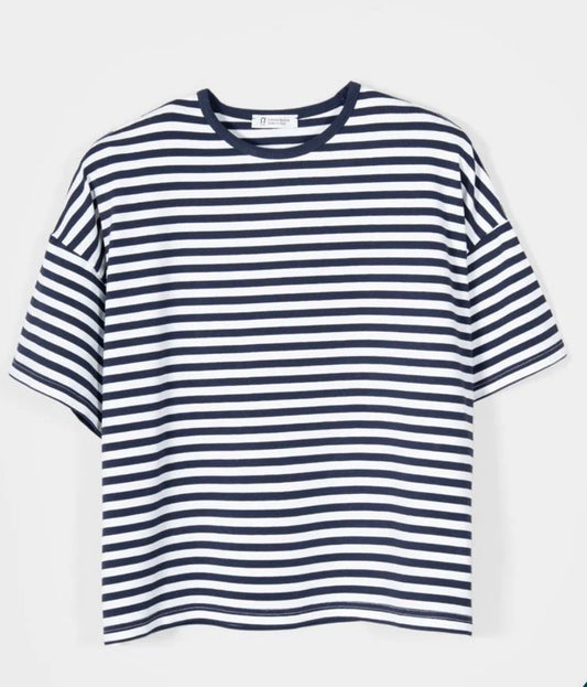 T-shirt oversize righe blu Rifò
