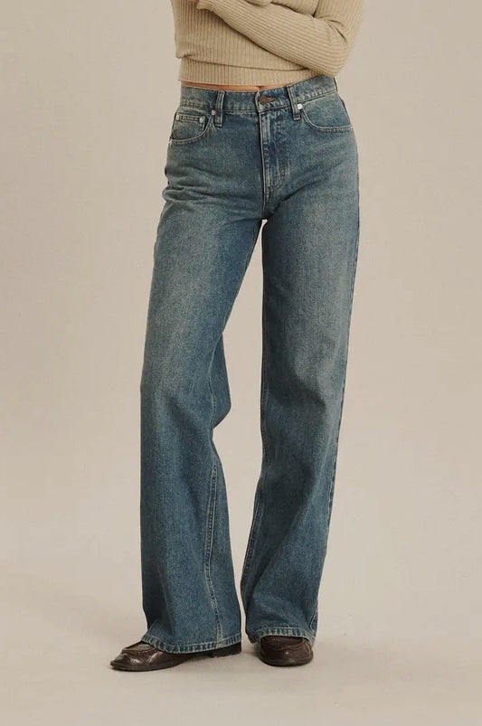 Jeans boyfriend blu invecchiato