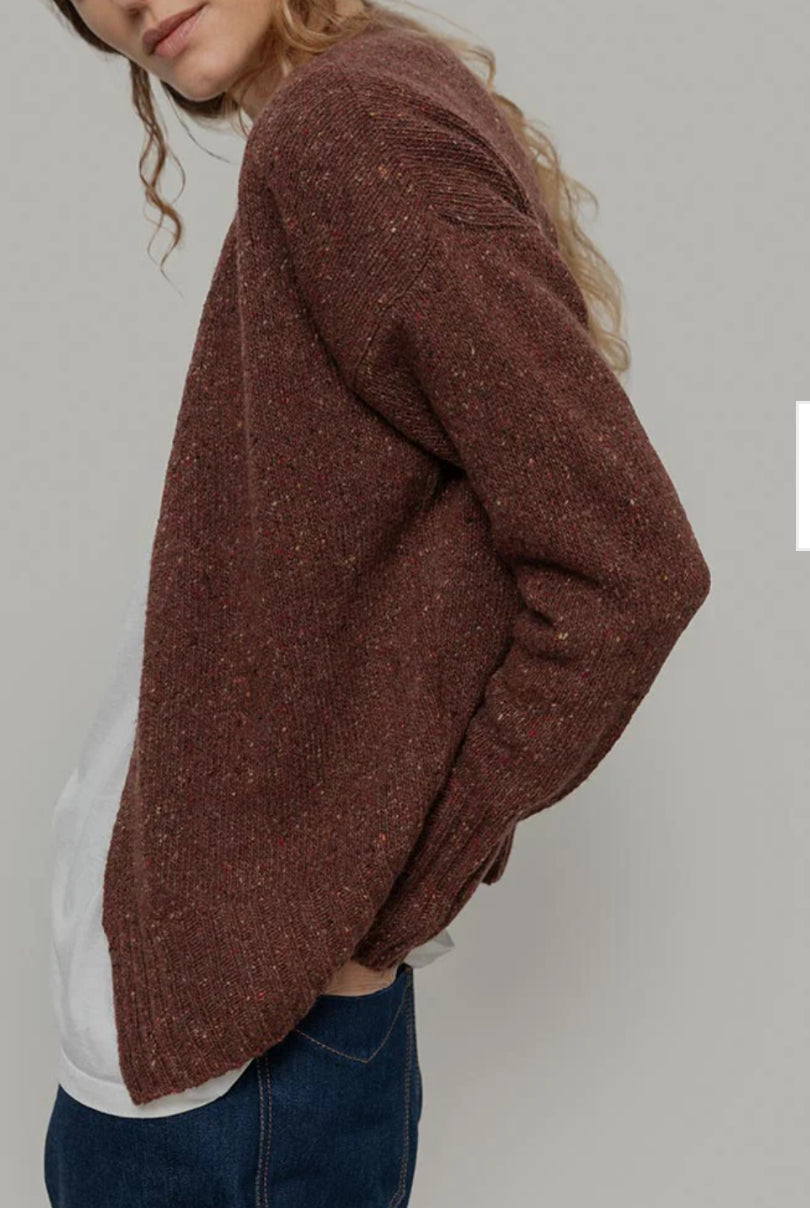 Cardigan in cashmere marrone melange Rifò