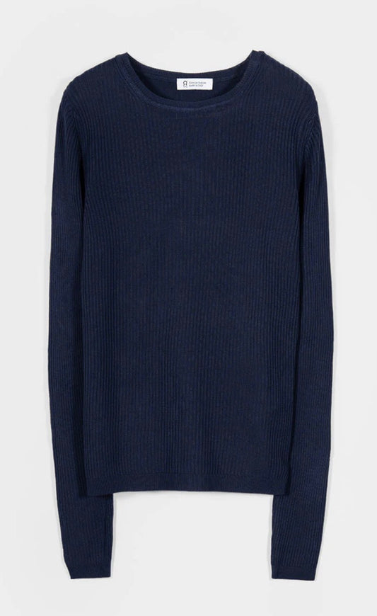 Maglia blu in viscosa Rifò