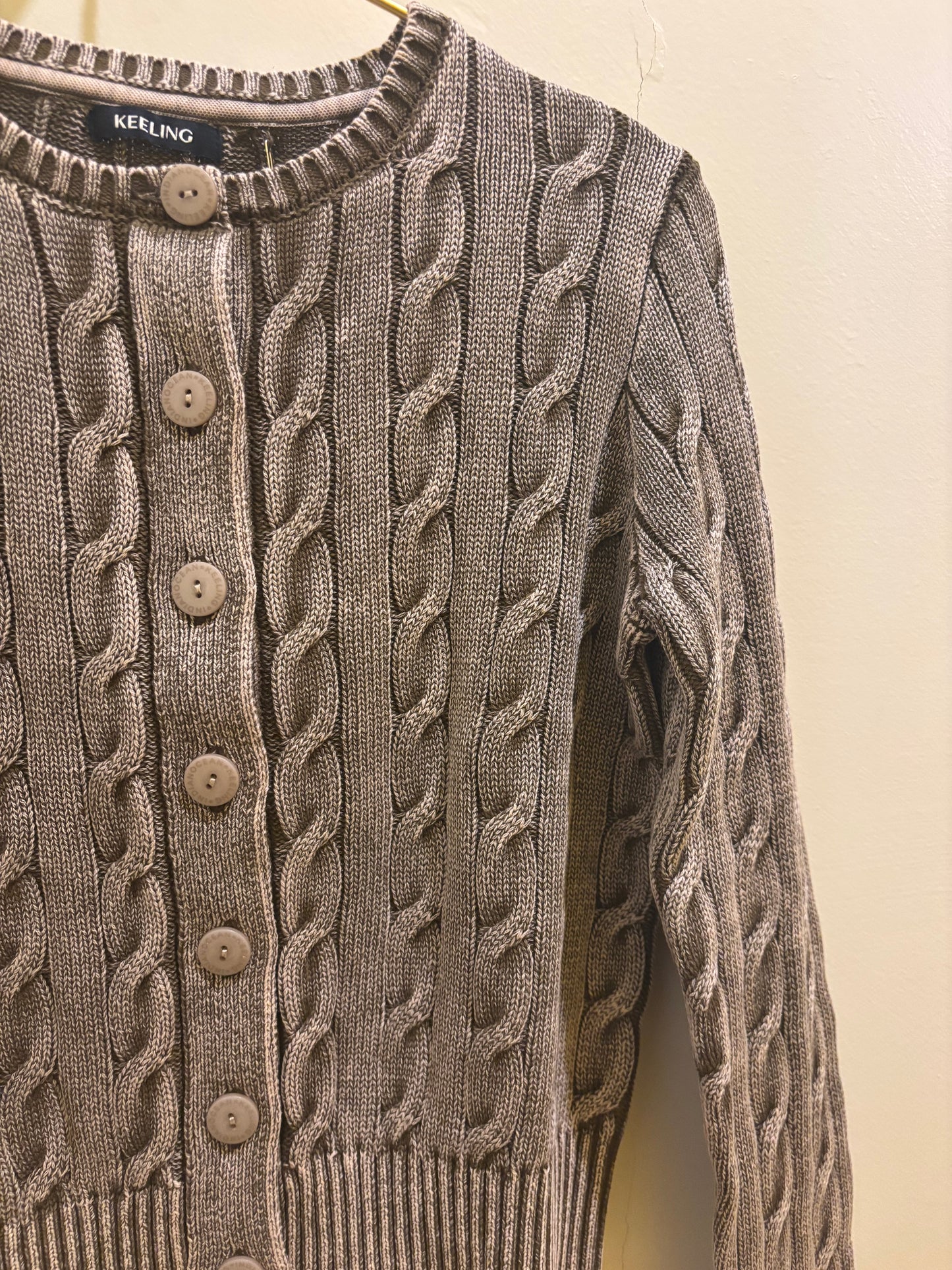 Cardigan a trecce in cotone cioccolato