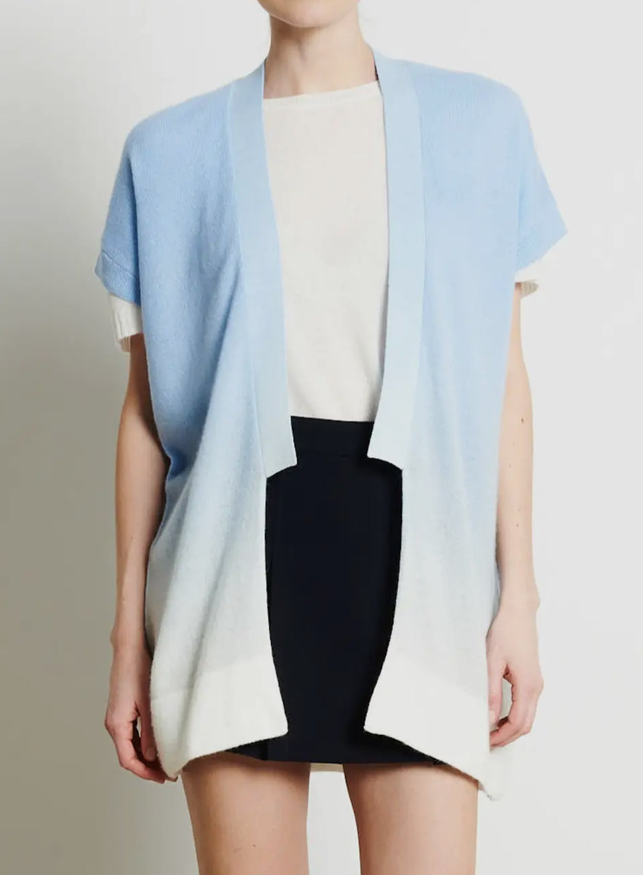 Kimono in cashmere tie dye azzurro