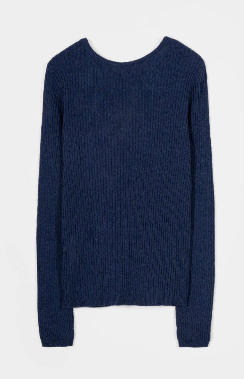Maglia blu in seta rigenerata Rifò