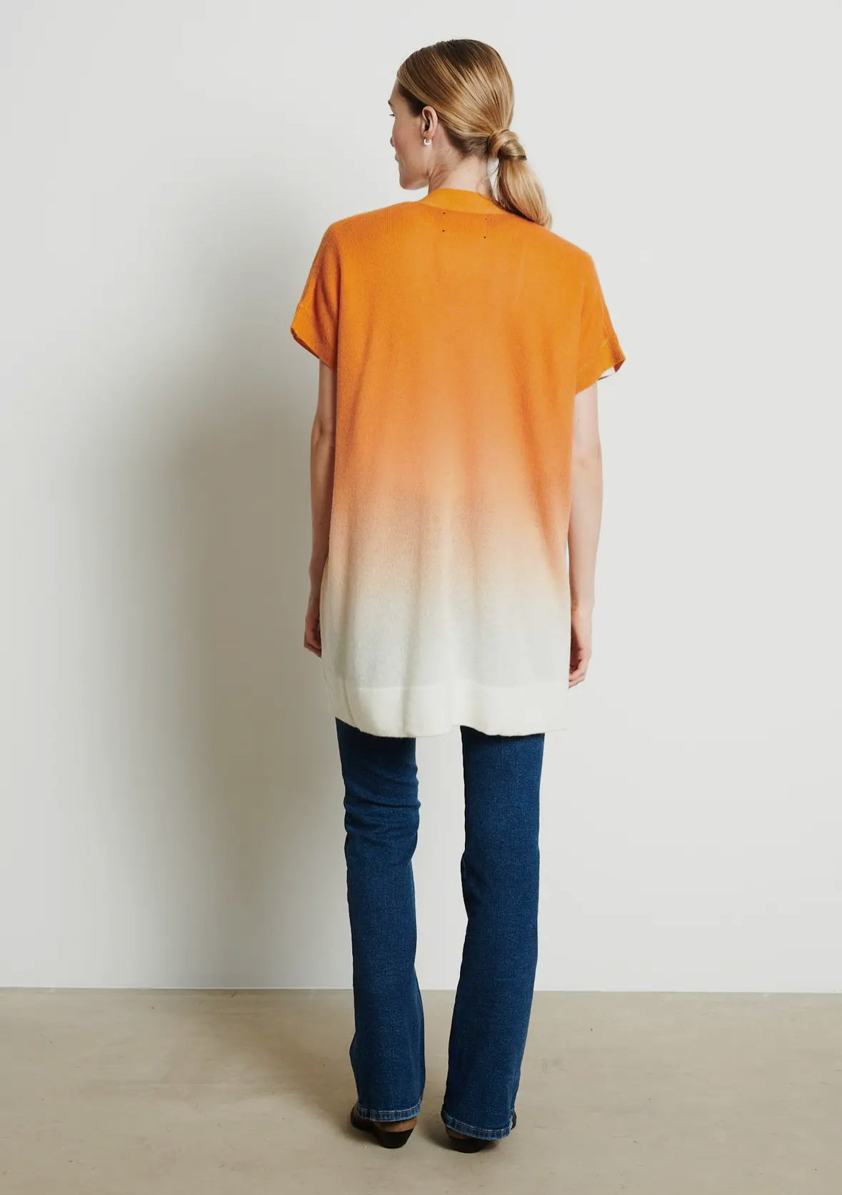 Kimono in cashmere tie dye arancio