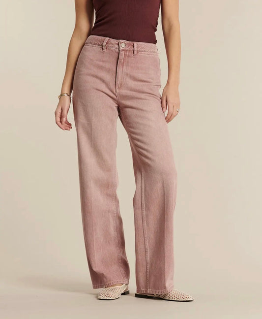 Pantalone in denim quarzo rosa