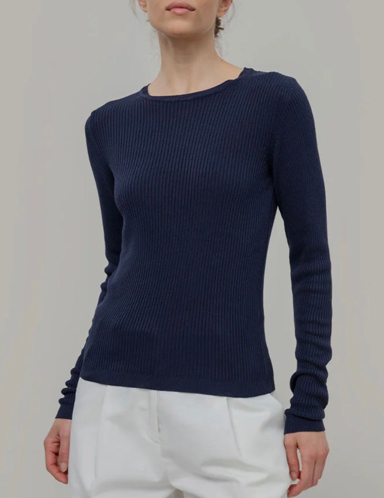 Maglia blu in viscosa Rifò