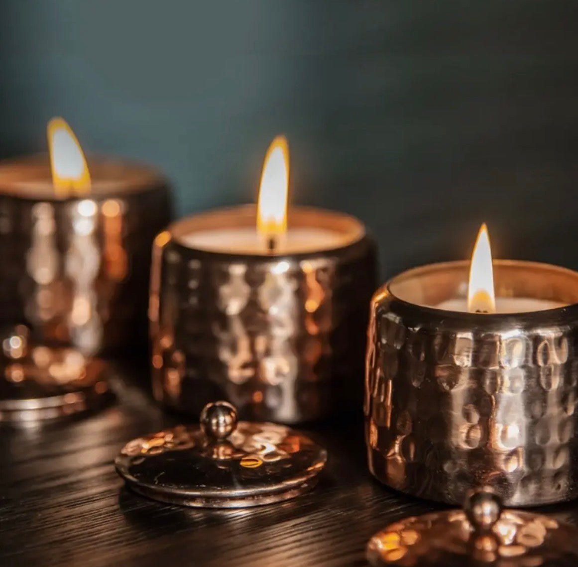 Set di 3 candele in rame 3 dosha