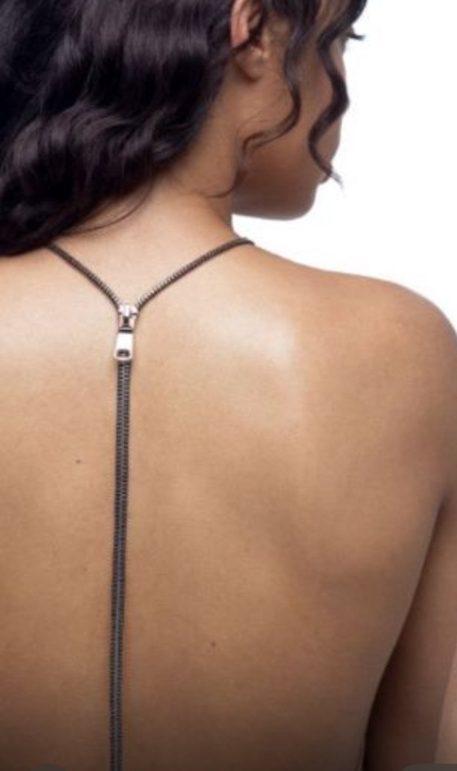 Collana zip lunga acciaio