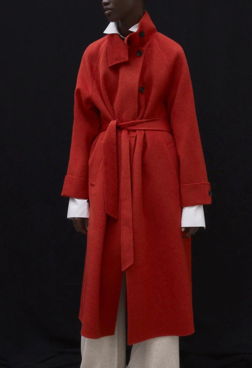 Cappotto lungo in lana arancio ECOALF