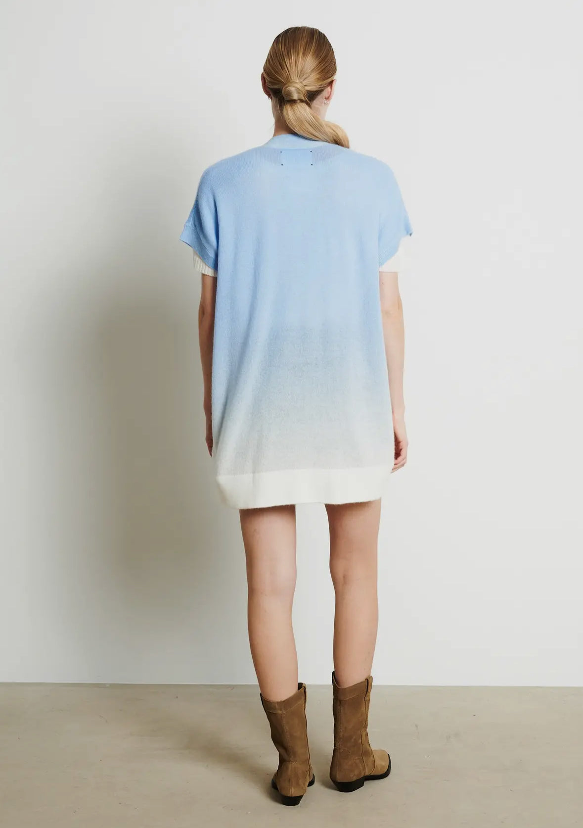 Kimono in cashmere tie dye azzurro