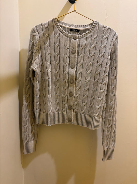 Cardigan a trecce in cotone ghiaccio