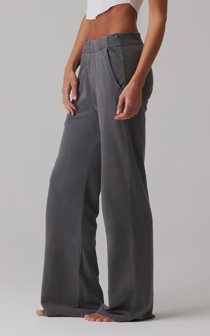 Pantaloni svasati in cotone garzato grigio