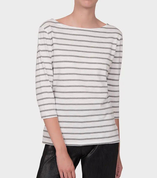 Maglia in cotone righe grigie