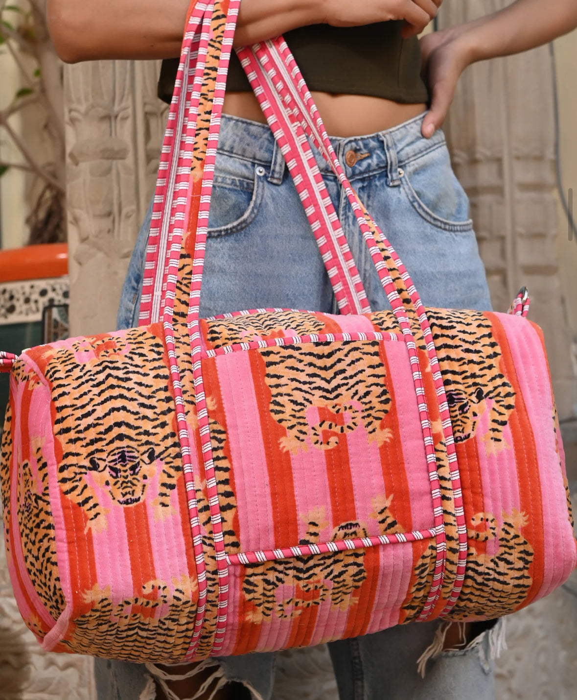 Borsa weekender TIGER in velluto.