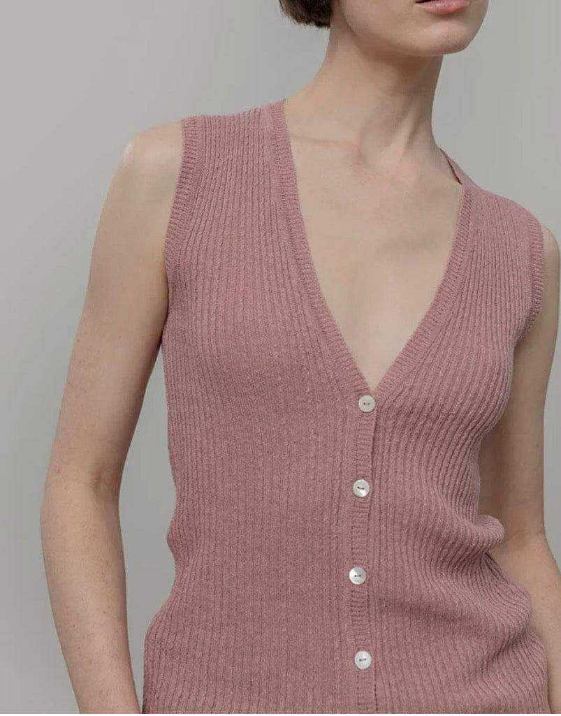 Gilet rosa in seta rigenerata Rifò