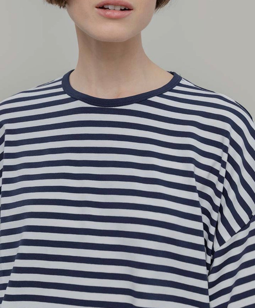 T-shirt oversize righe blu Rifò
