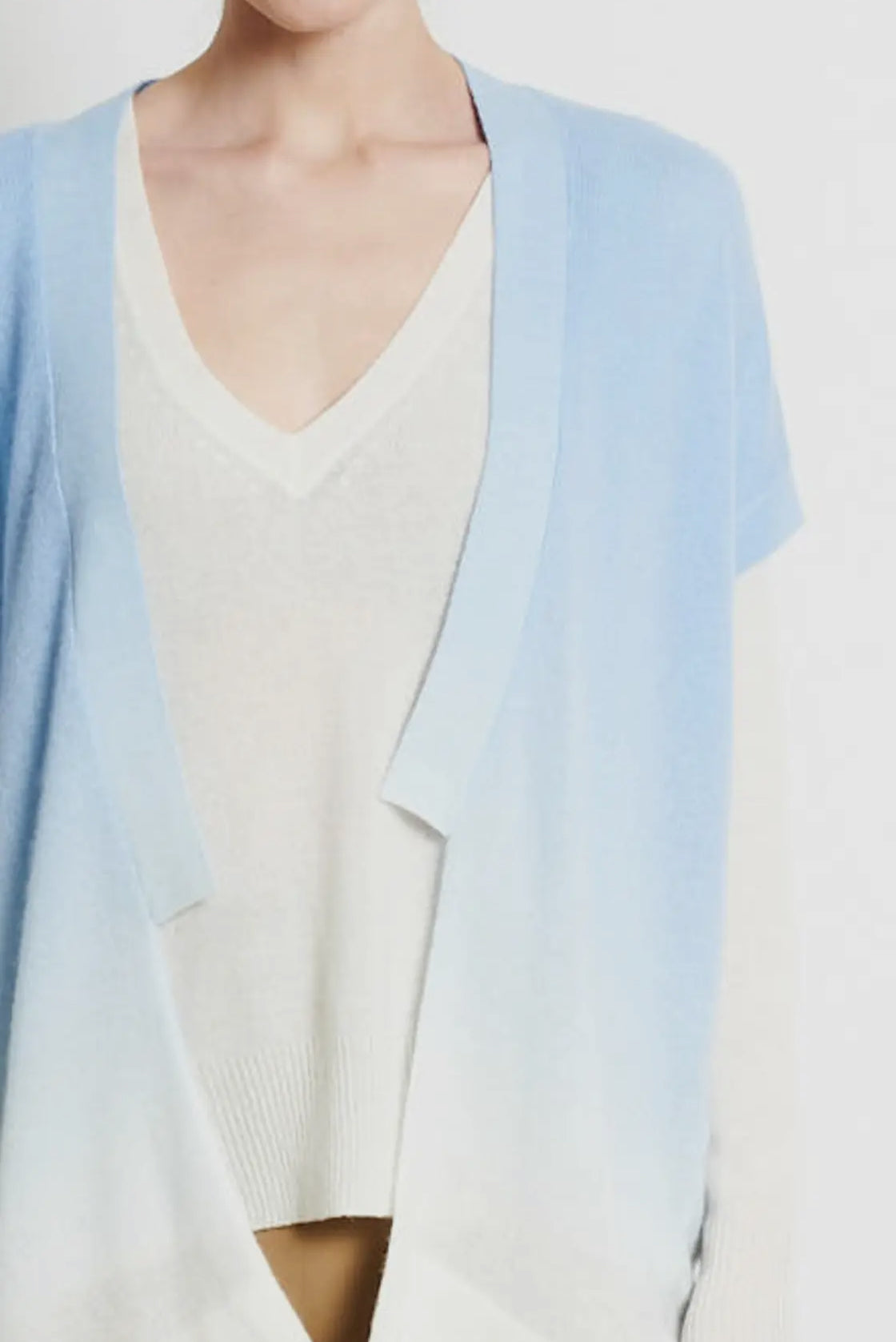 Kimono in cashmere tie dye azzurro