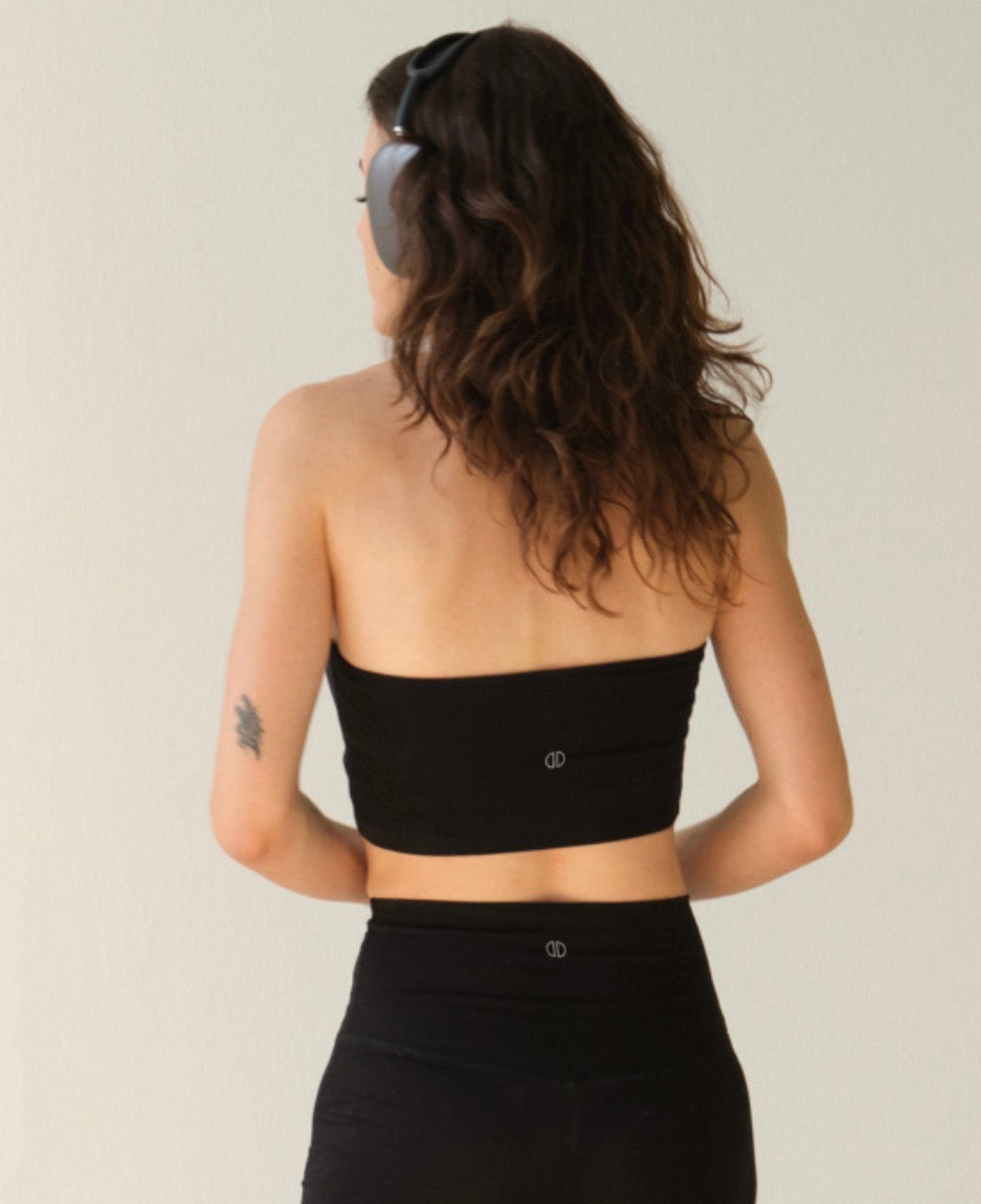 Halter bralette nera in tencel Lando Studio