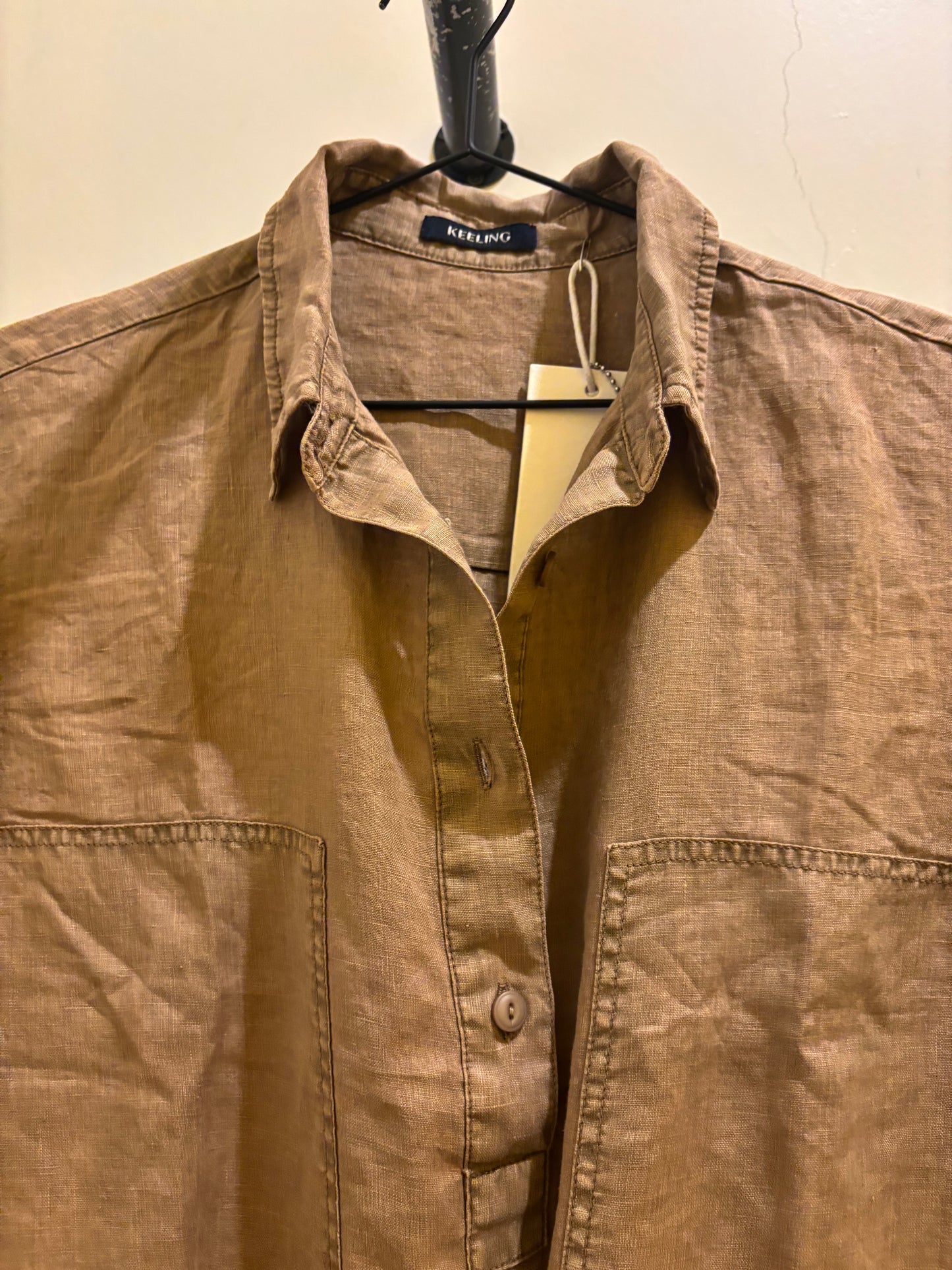Camicia in lino cammello Keeling