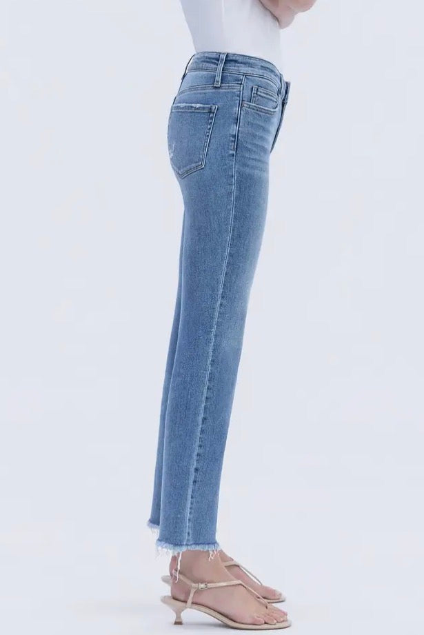Jeans dritti a vita media alla caviglia